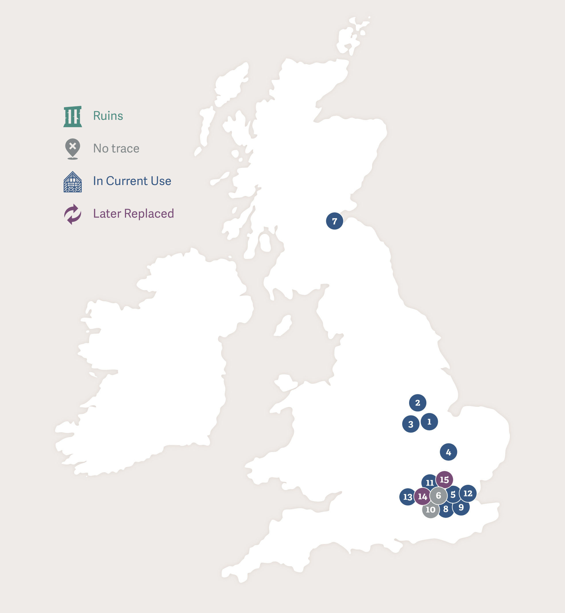 Map of Great Britain showing the footsteps of Sir William Cecil