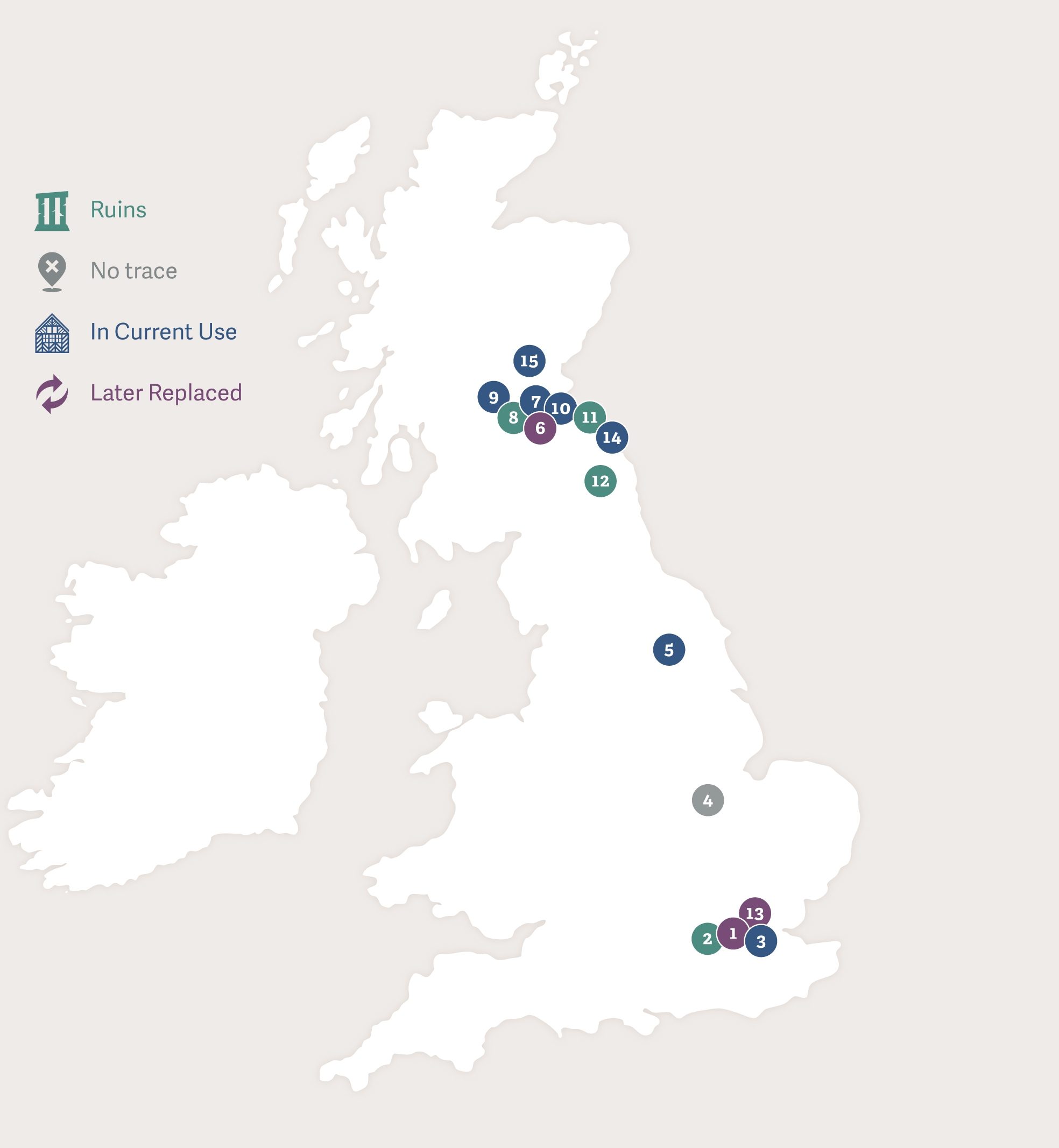 Map of Great Britain showing the footsteps of Margaret, Queen of Scots